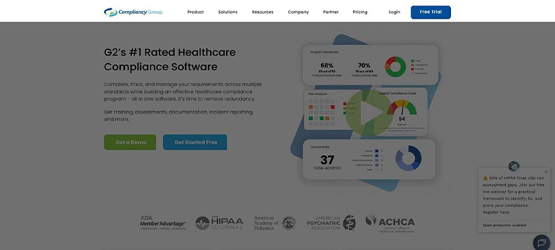 screenshot of the Compliancy Group user interface
