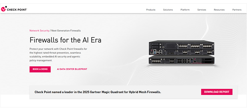 Check Point firewall website screen capture